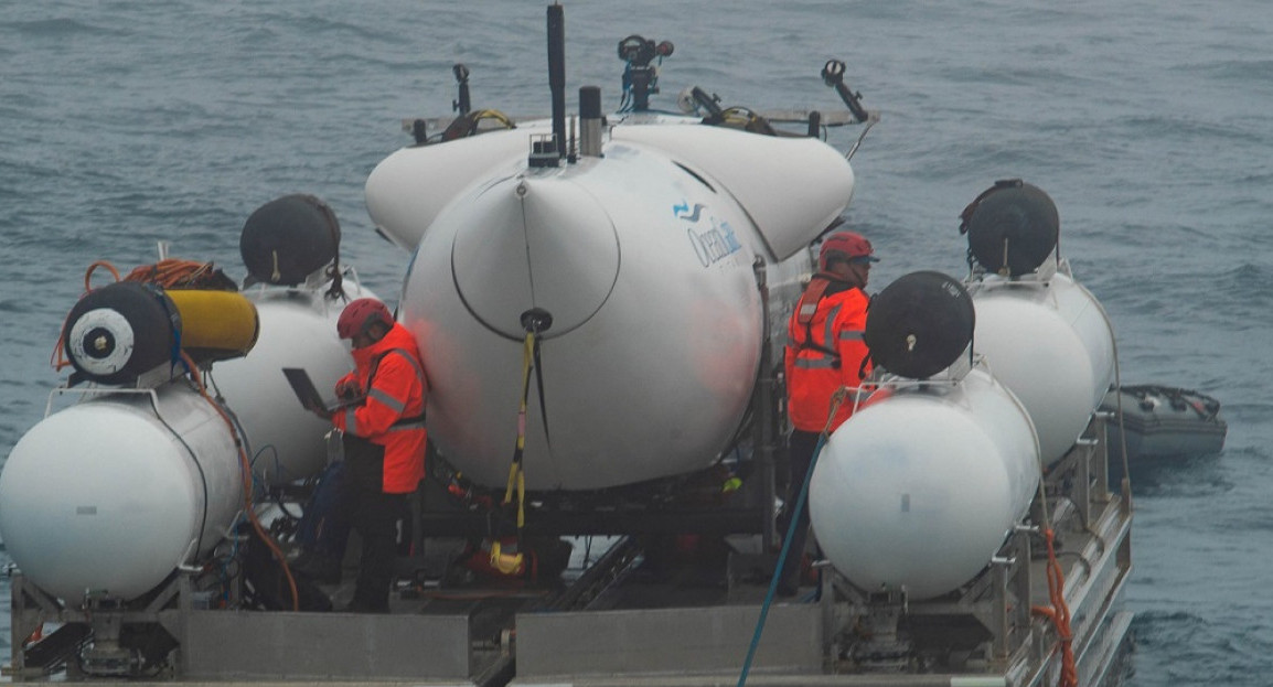 El submarino que desapareció mientras hacía una excursión a los restos del Titanic. Foto: Twitter @OceanGateExped.