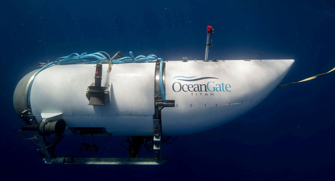 El submarino Titan, desaparecido durante una experiencia a los restos del Titanic. Foto: Reuters.