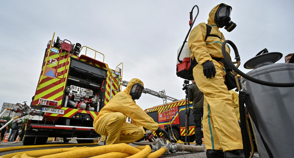 Simulacro de Ucrania en las regiones cercanas a la planta de Zaporiyia. Foto: Reuters.