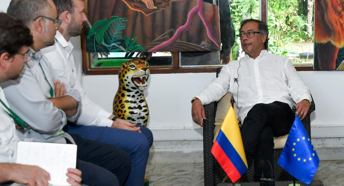 Gustavo Petro se reunió con Virginijus Sinkevicius. Foto: EFE.