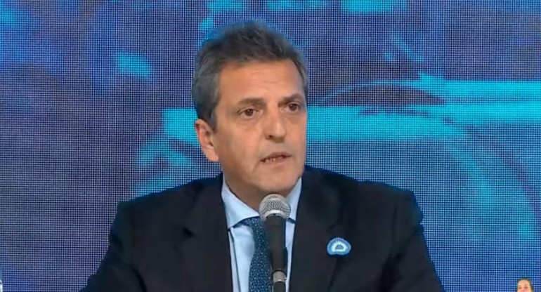 Sergio Massa en la inauguración del gasoducto Néstor Kirchner. Foto: captura de vieo.