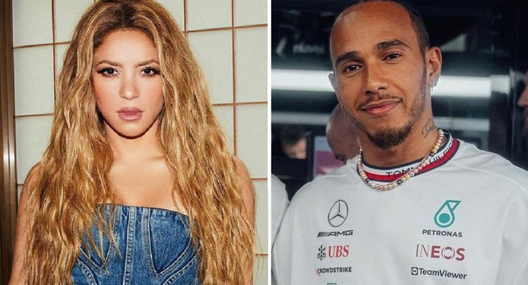 Shakira y Lewis Hamilton. Foto: captura redes.