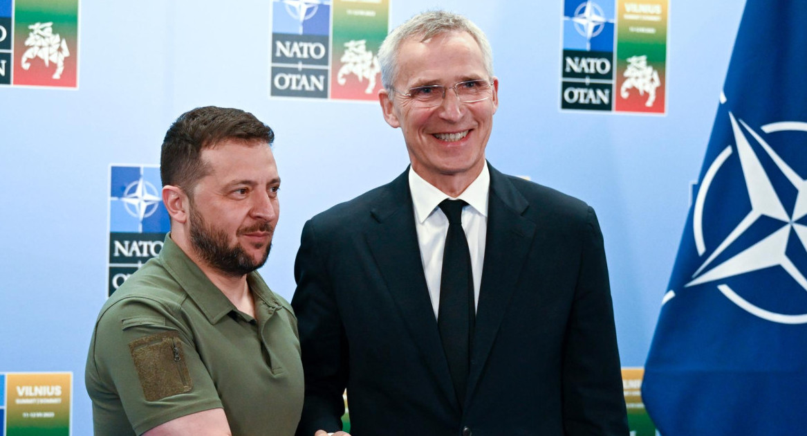 Volodimir Zelenski y Jens Stoltenberg. Foto: EFE.