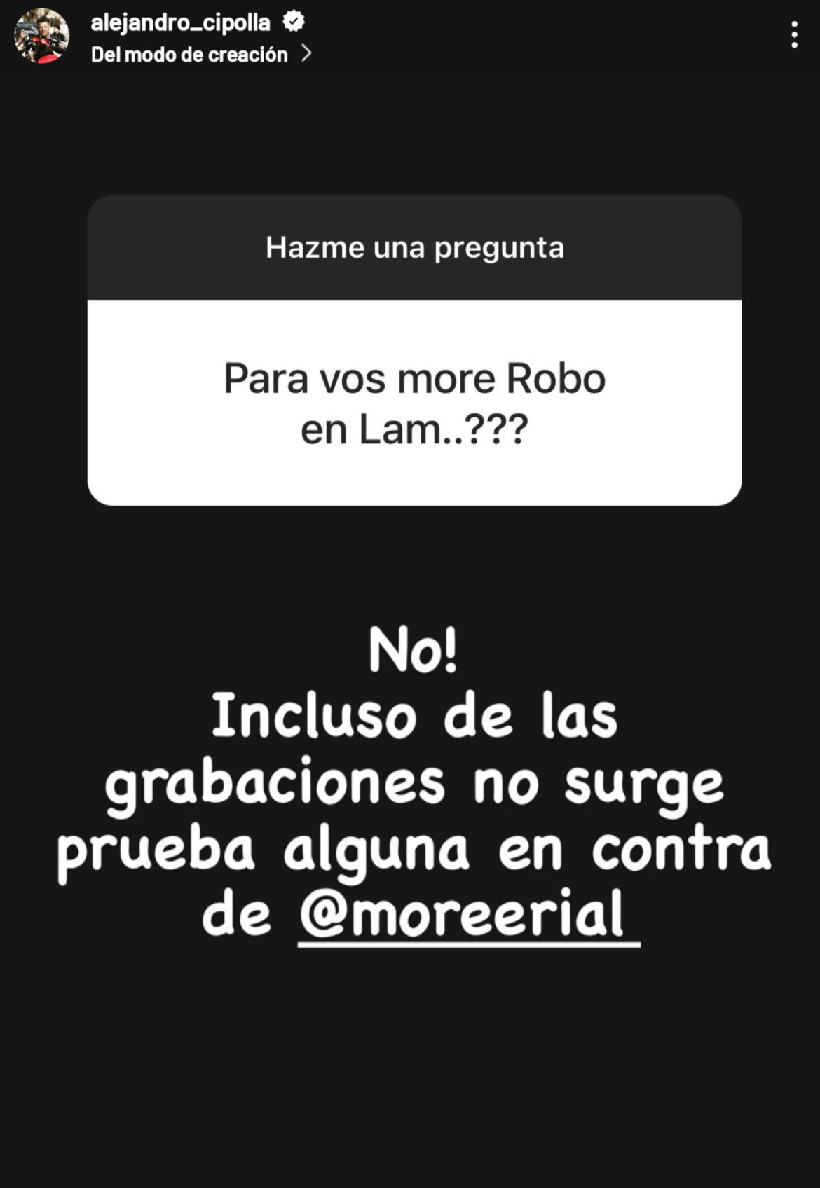 La defensa de Alejandro Cipolla. Foto: Instagram.