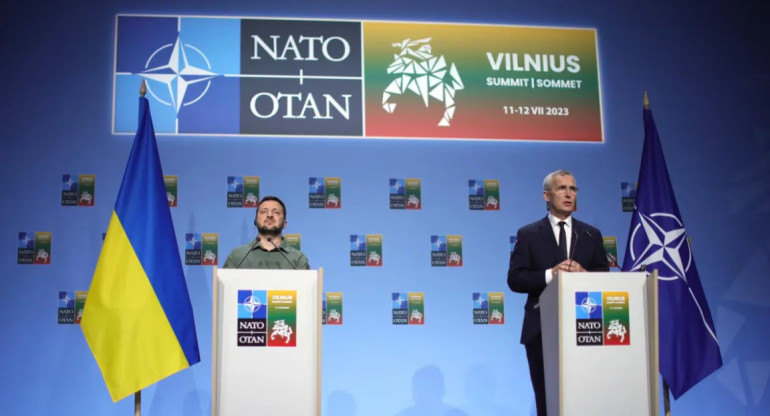 Volodimir Zelenski en la cumbre de OTAN. Foto: EFE