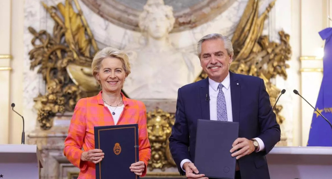 Alberto Fernández y Ursula von der Leyen. Foto: Telam.