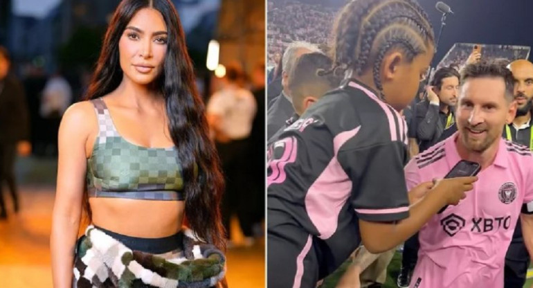 Kim Kardashian habló del fanatismo de sus hijos por Messi. Foto: NA.