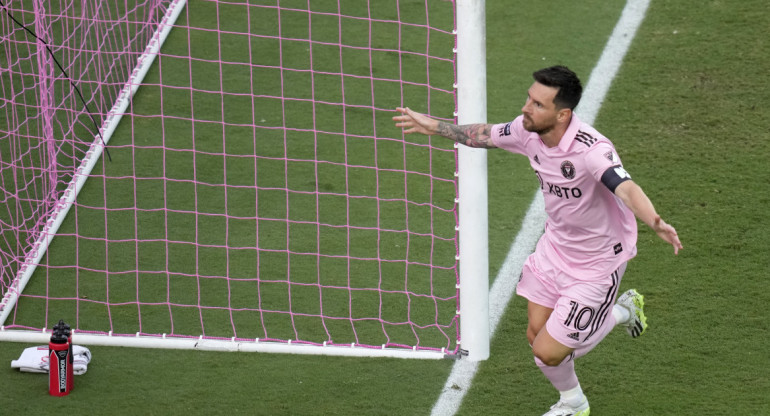 Festejo de Lionel Messi ante el Atlanta United por la Leagues Cup. Foto: REUTERS.