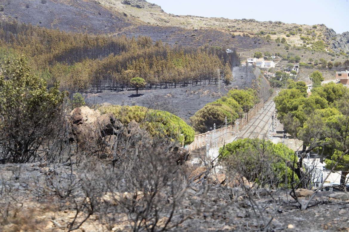 Incendio en Portbou. Foto: EFE.