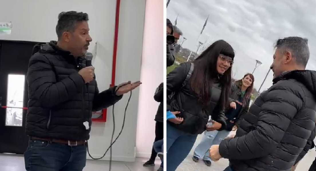 Gustavo Menéndez junto a los jóvenes en el Campus de la Universidad Nacional del Oeste. Video Municipio de Merlo