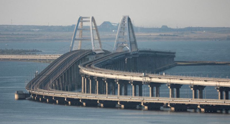 El puente de Kerch. La unión entre Rusia y la península de Crimea. Foto: Reuters.