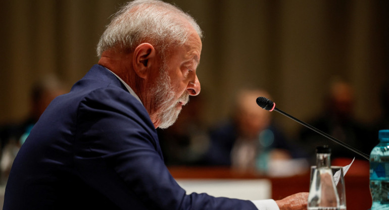 Lula da Silva en su discurso en la cumbre de los BRICS. Foto: Reuters.