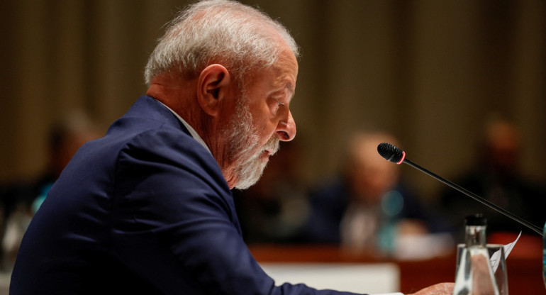 Lula da Silva en su discurso en la cumbre de los BRICS. Foto: Reuters.