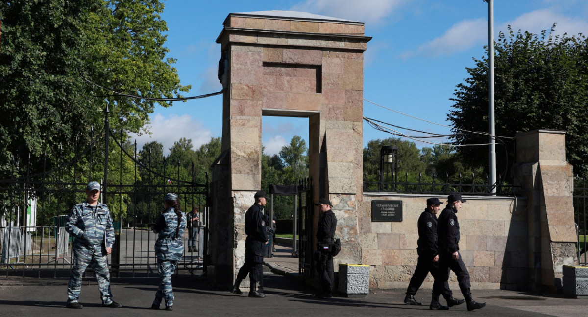 Cementerio Serafímovskoe, operativo por sepelio de Yevgueni Prigozhin. Foto: Reuters.