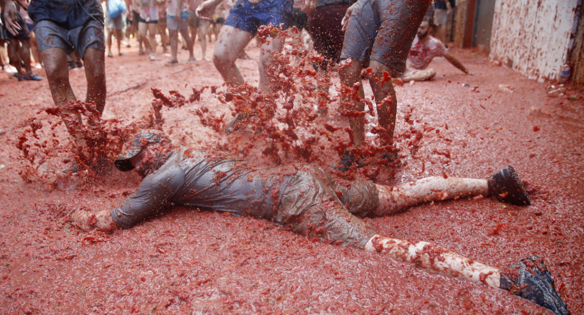 Tomatina en Buñol. Foto: EFE.