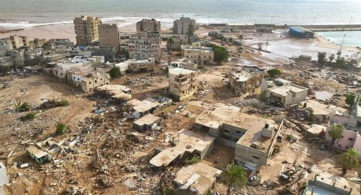 Fuertes inundaciones en Derna, Libia. Foto: EFE.