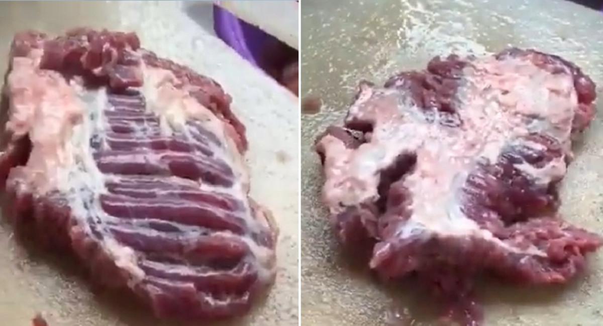 Un pedazo de carne cruda se comenzó a mover.