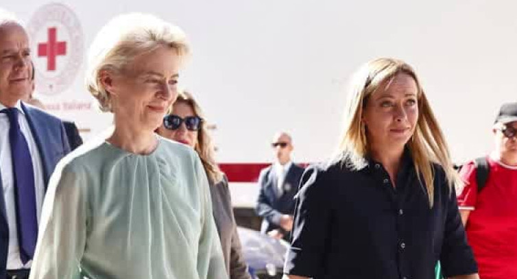 Von der Leyen y Meloni en Lampedusa. Foto: Reuters.