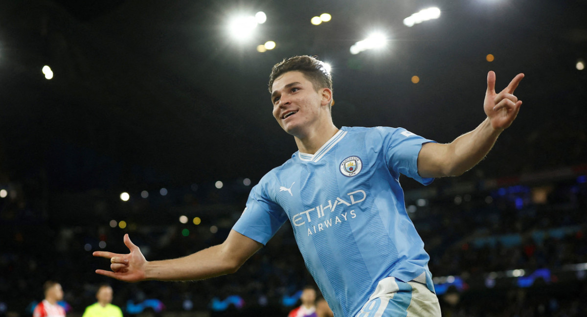 Festejo de Julián Álvarez para el Manchester City. Foto: REUTERS.