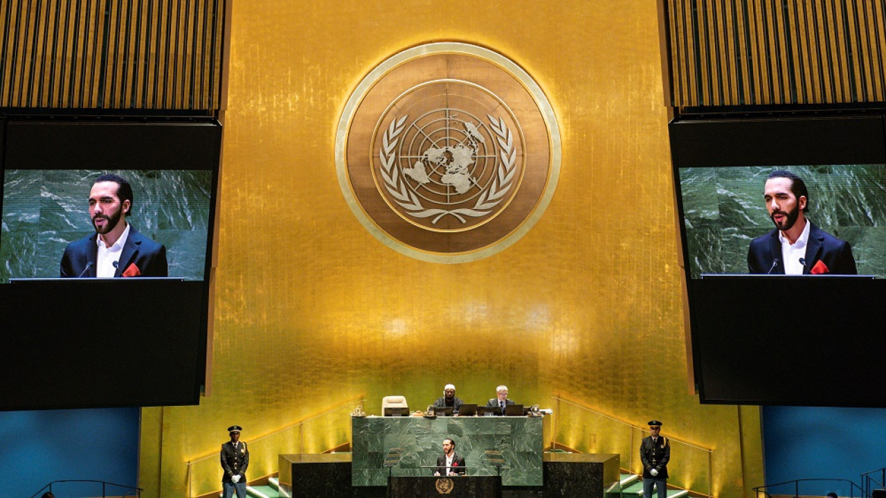 Nayib Bukele en la Asamblea General de la ONU. Foto: Reuters.