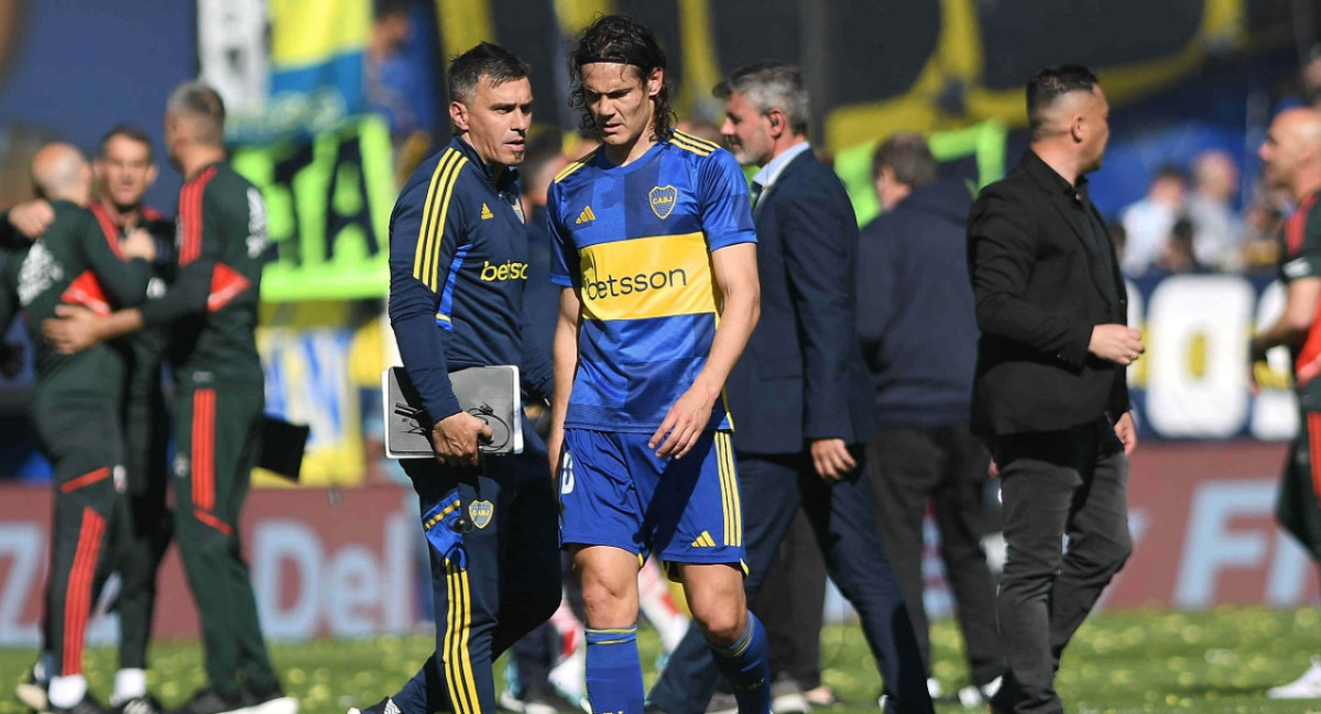 Edinson Cavani había convertido su primer gol en un Superclásico, pero se lo anuló el VAR. Foto: Télam.