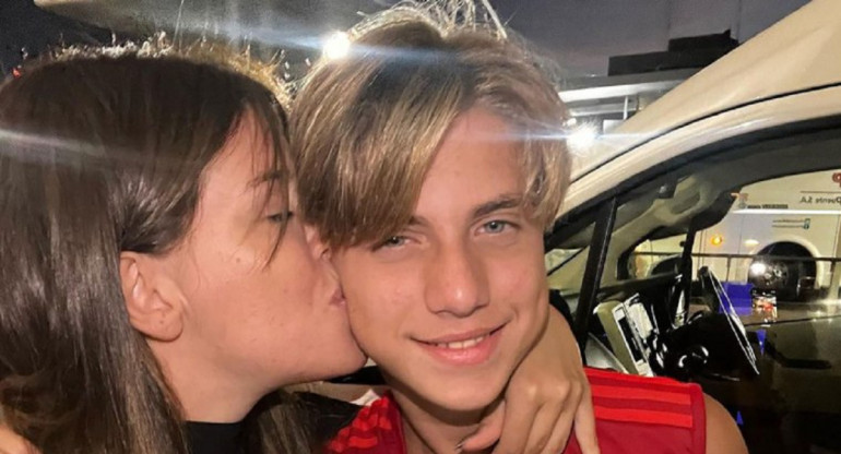 El reencuentro entre Wanda Nara y su hijo Valentino López. Foto: Instagram.