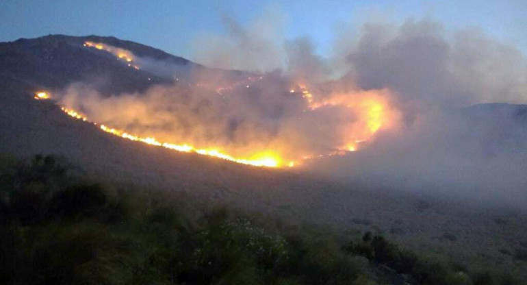 Incendio forestal en Córdoba. Foto: Télam.