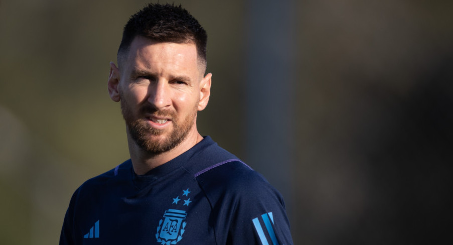 Lionel Messi en el entrenamiento de la Selección Argentina. Foto: NA.