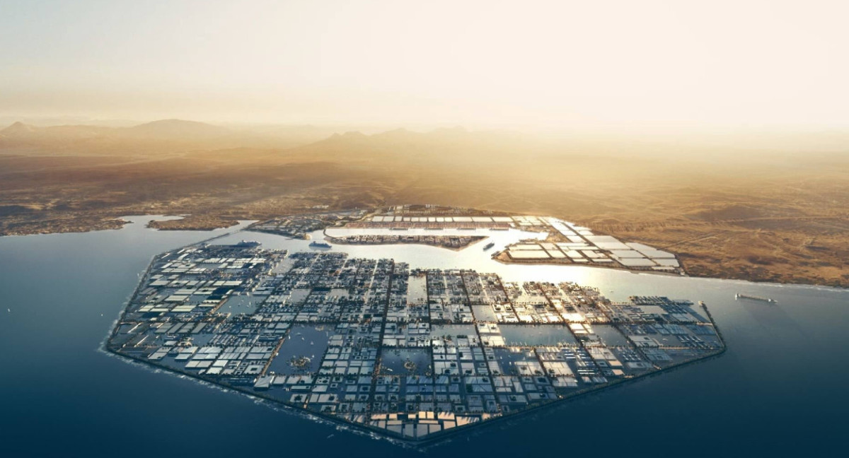 The Line, la ciudad del futuro en Arabia Saudita. Foto: Twitter