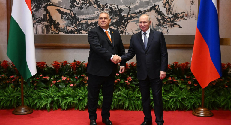 Orban, primer ministro húngaro y Putin, presidente de Rusia. Foto: EFE.