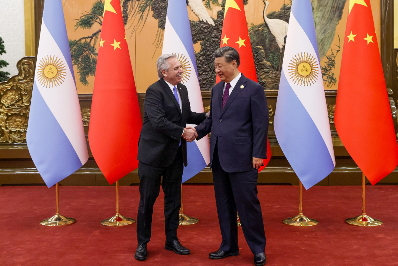 Swap con China. Alberto Fernández y Xi Jinping. Foto: NA.