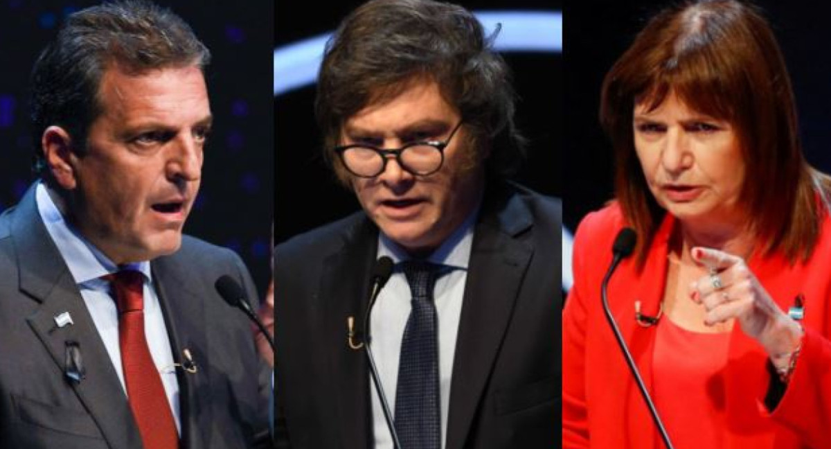 Sergio Massa, Javier Milei y Patricia Bullrich