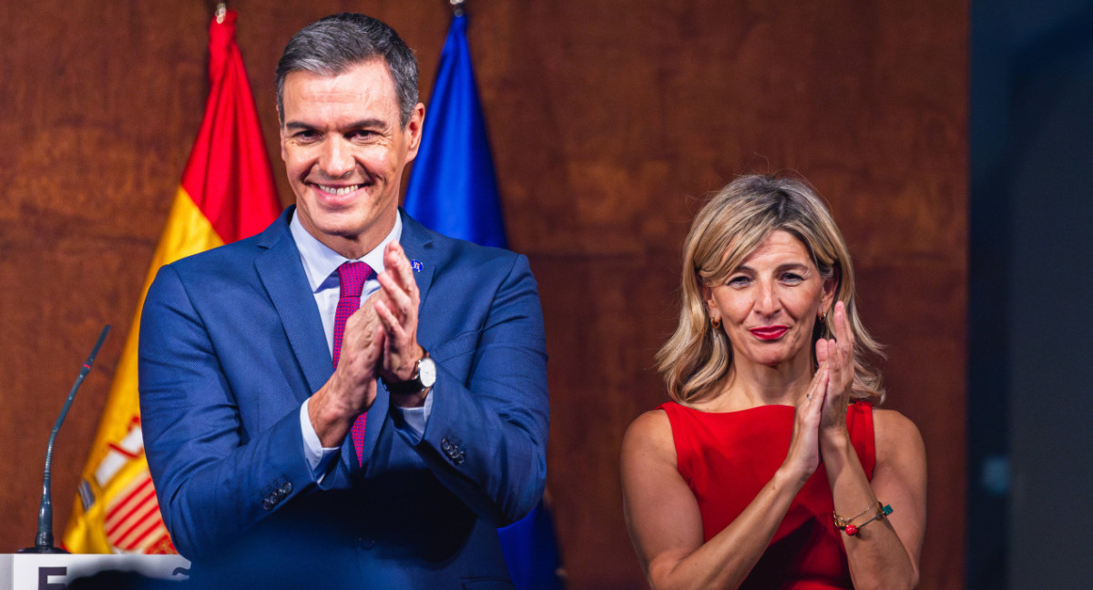 Pedro Sánchez y la líder de Sumar, Yolanda Díaz. Foto: Reuters.