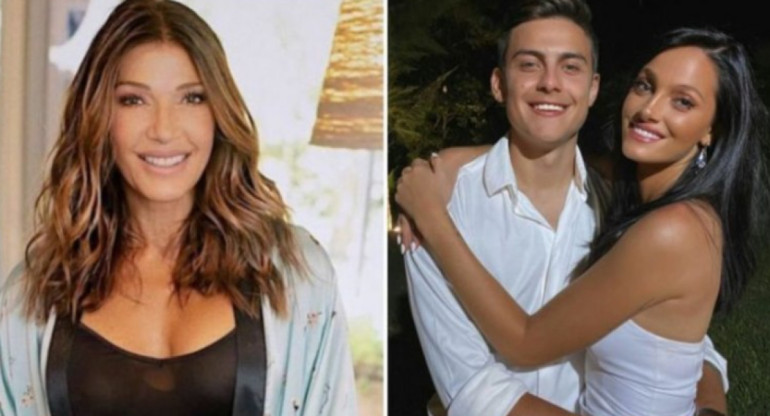 Catherine Fulop junto a Paulo Dybala y Oriana Sabatini. Foto: NA.