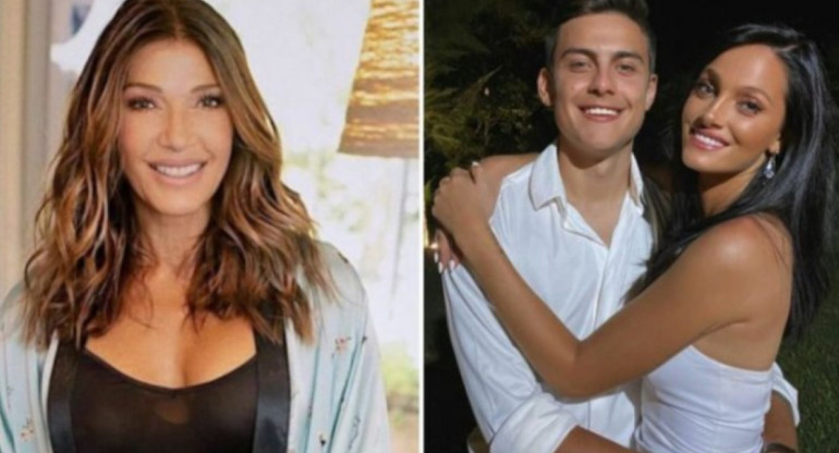 Catherine Fulop junto a Paulo Dybala y Oriana Sabatini. Foto: NA.