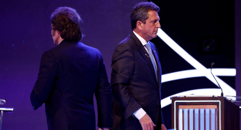 Javier Milei y Sergio Massa, candidatos a presidente. Foto: Reuters