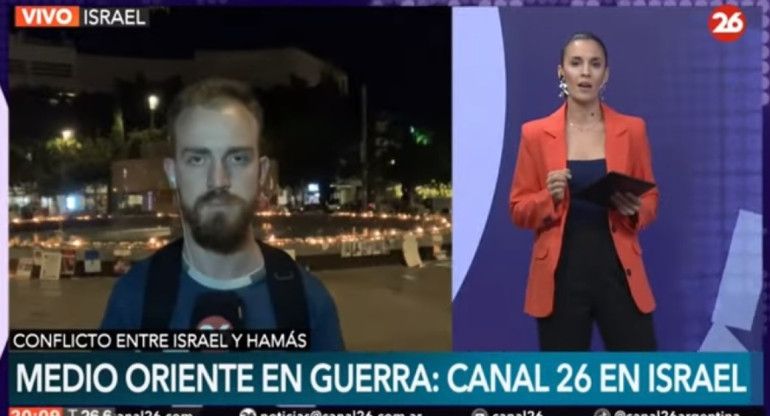 Guerra en Medio Oriente, Canal 26 en Israel. Foto: Captura Canal 26.