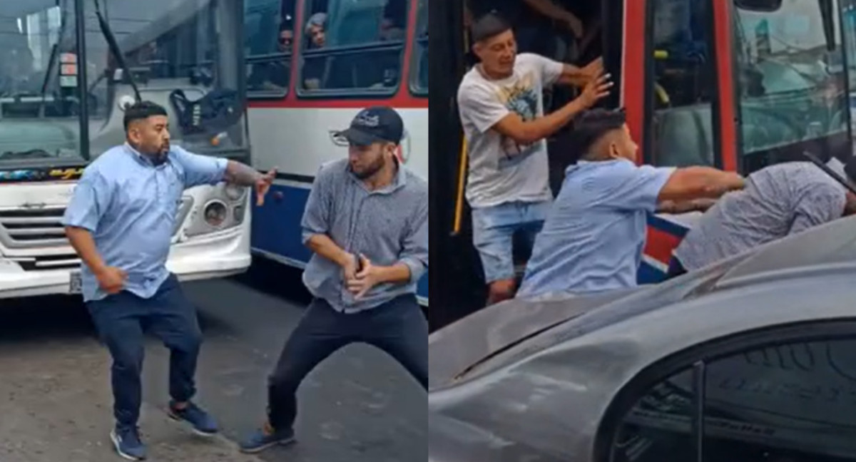 Pelea de un chofer de la línea 620. Foto: captura videos.