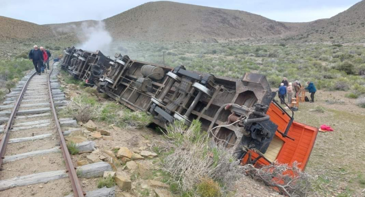 Descarriló el histórico tren La Trochita. Foto: redes sociales