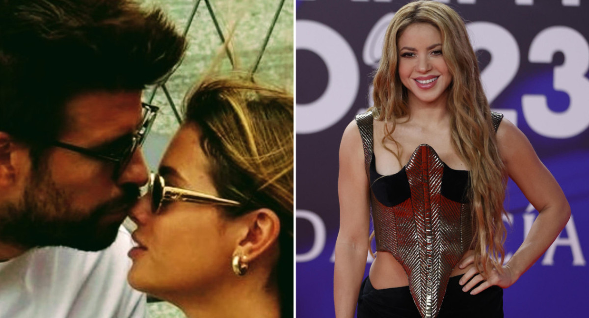 Gerard Piqué con Clara Chía Martí y Shakira. Fotos: X/ClaGerFans - EFE.