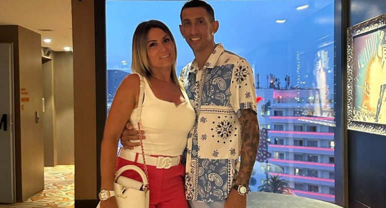 Ángel Di María y Jorgelina Cardozo. Foto: Instagram @jorgelinacardoso26