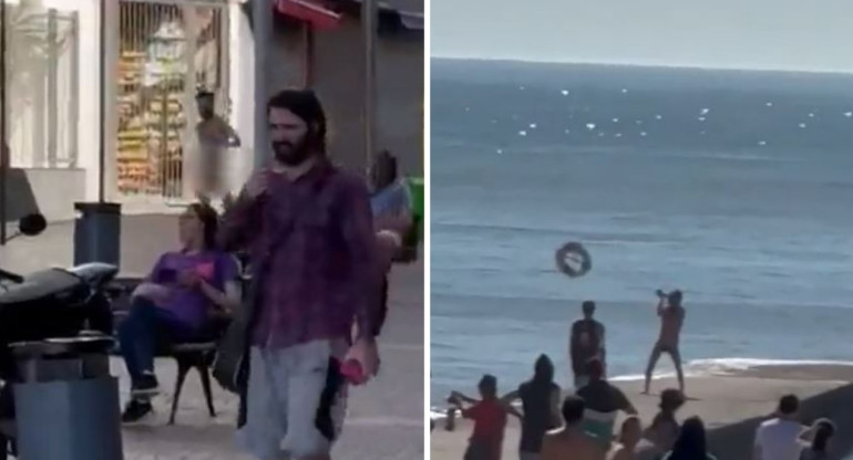 Un hombre corrió desnudo por la peatonal de Mar del Plata. Foto: captura de video.