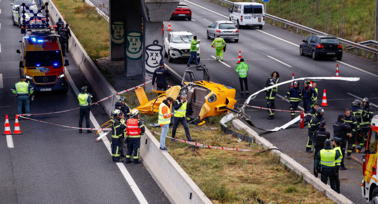 Accidente de un helicóptero en Madrid. Foto: REUTERS.