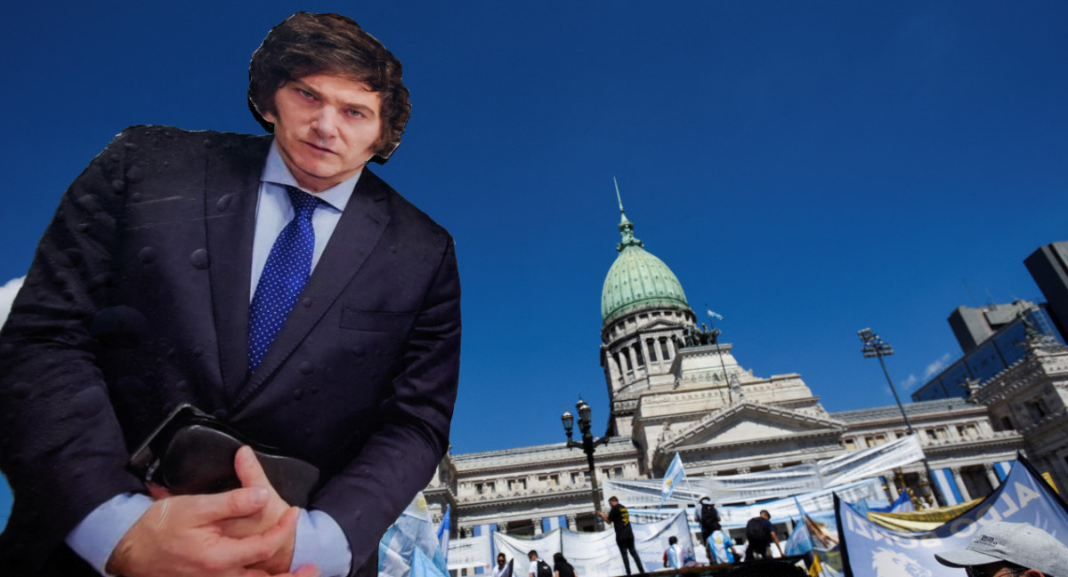 Simpatizantes de Javier Milei en Plaza Congreso. Foto: Reuters.