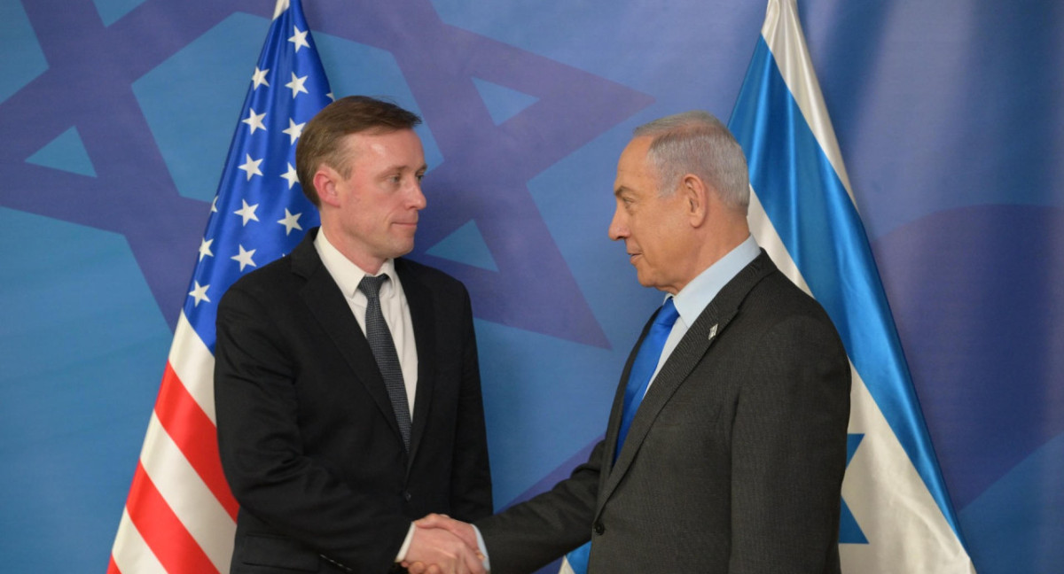 Jake Sullivan reunido con Benjamin Netanyahu. Foto: EFE.