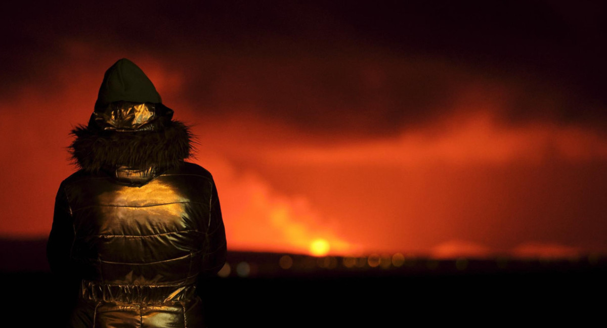 Eurpción de volcán en Islandia. Foto: EFE.