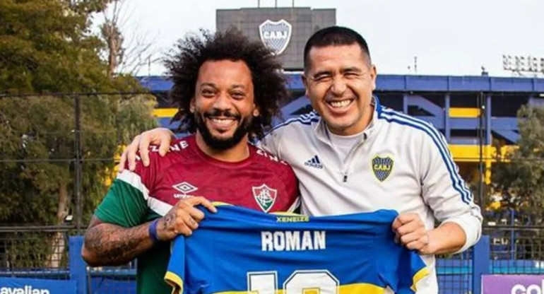 Marcelo y Juan Román Riquelme en La Bombonera.