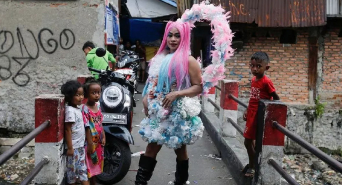 Desfile contra la contaminación en Indonesia. Foto NA.