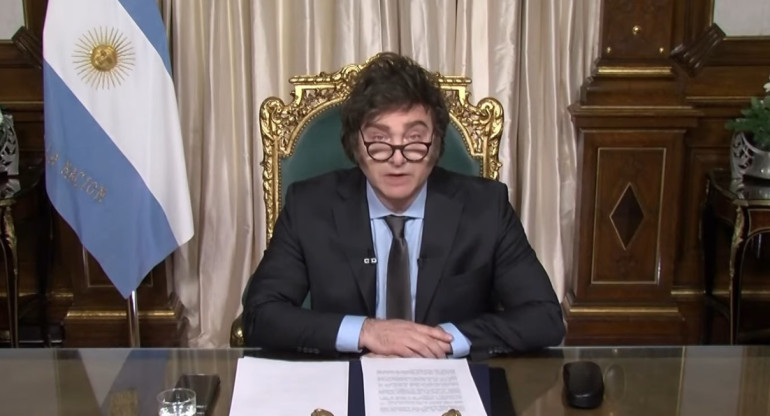 Mensaje de fin de año de Javier Milei. Foto: captura de video