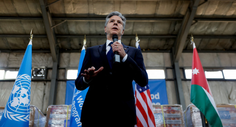 El secretario de Estado estadounidense , Blinken, visita Jordania. Foto: Reuters